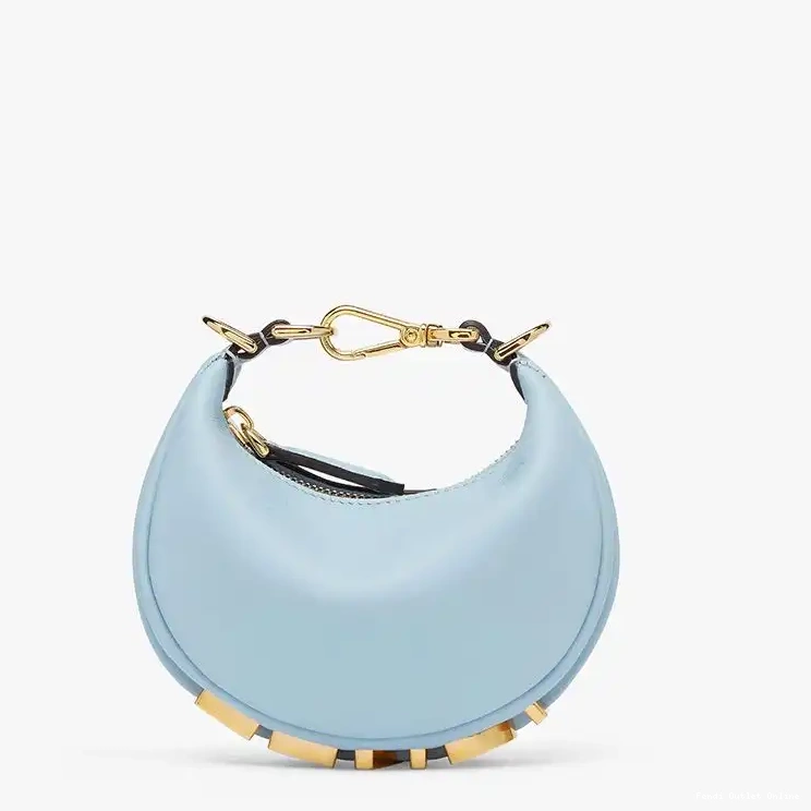 Cheap Nano Fendigraphy Hobo Leather Sky Bag Blue Fendi In Calf 0509